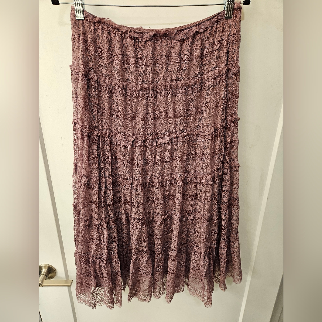 Nwt - Max Studio Lace Mauve Midi Skirt Lined - Size M